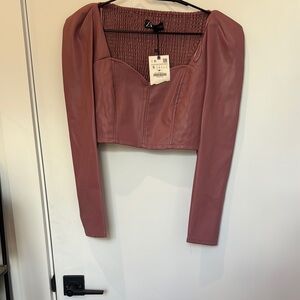 Zara Mauve Long Sleeve Crop Top